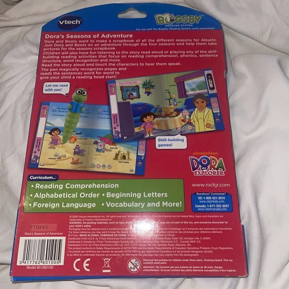 Vtech Bugsby Reading System Book Dora the Explorer Seasons of Adventure NEW NIP